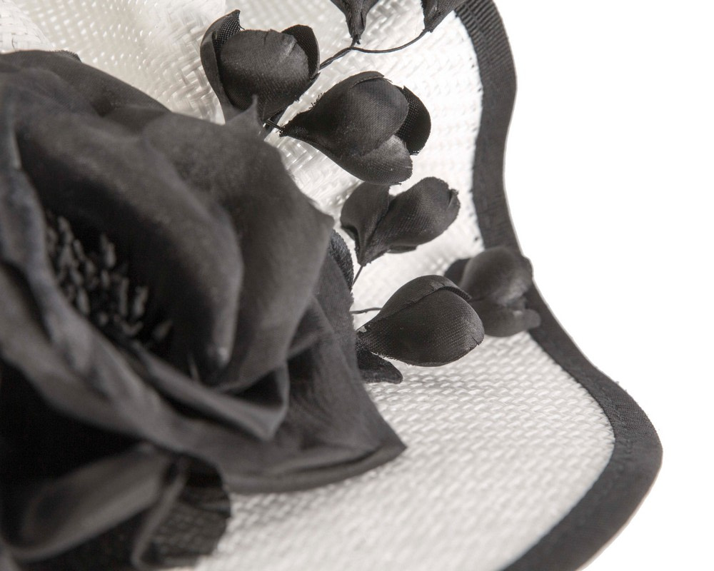 Tall white & black fascinator with flower by Fillies Collection - Fascinators.com.au Tall white & black fascinator with flower by Fillies Collection - Image 5