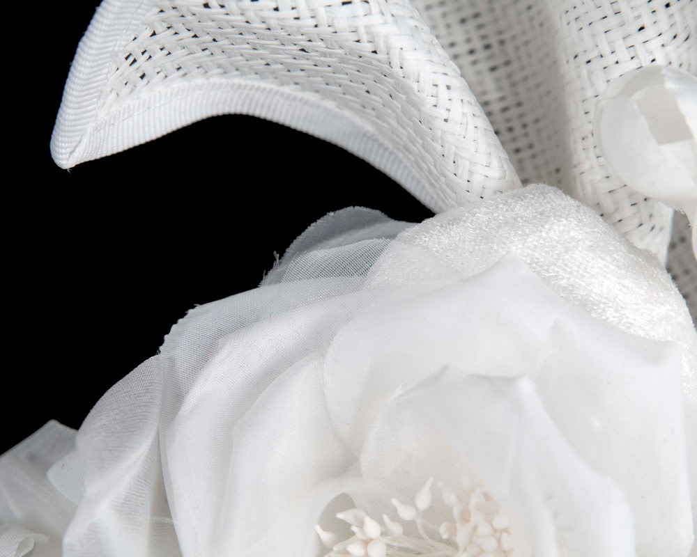 Tall white fascinator with flower by Fillies Collection - Image 3