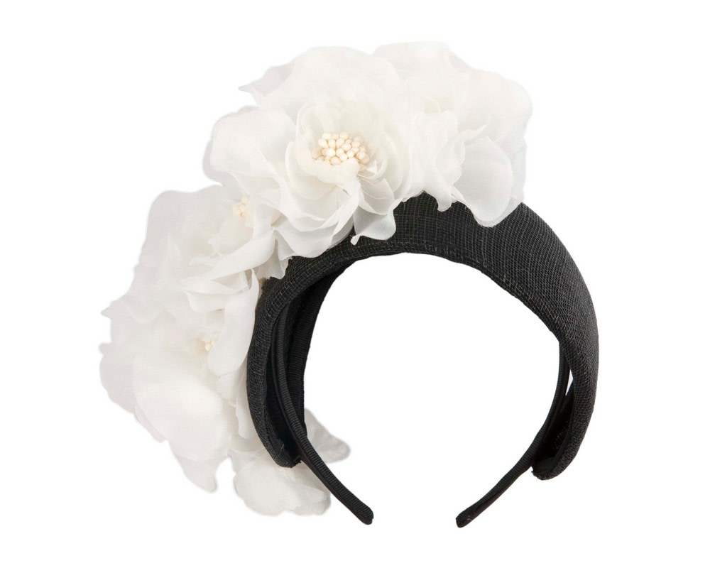 Black & White wide flower headband by Fillies Collection - Image 2