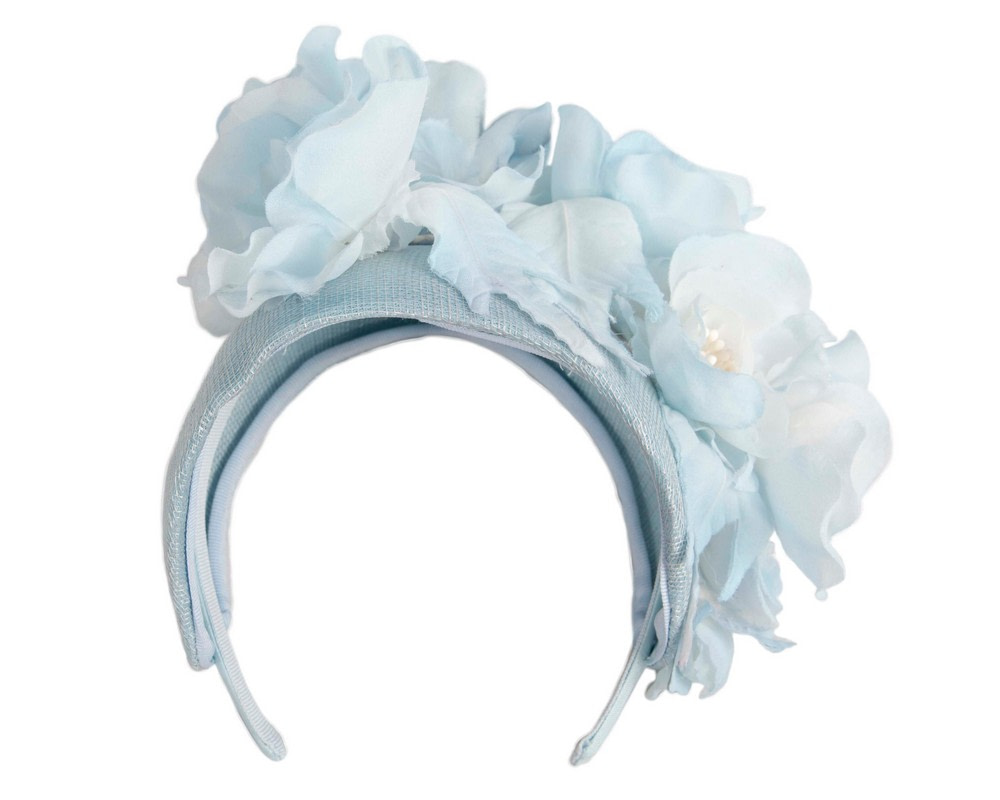 Light Blue wide flower headband by Fillies Collection - Fascinators.com.au Light Blue wide flower headband by Fillies Collection - Image 4