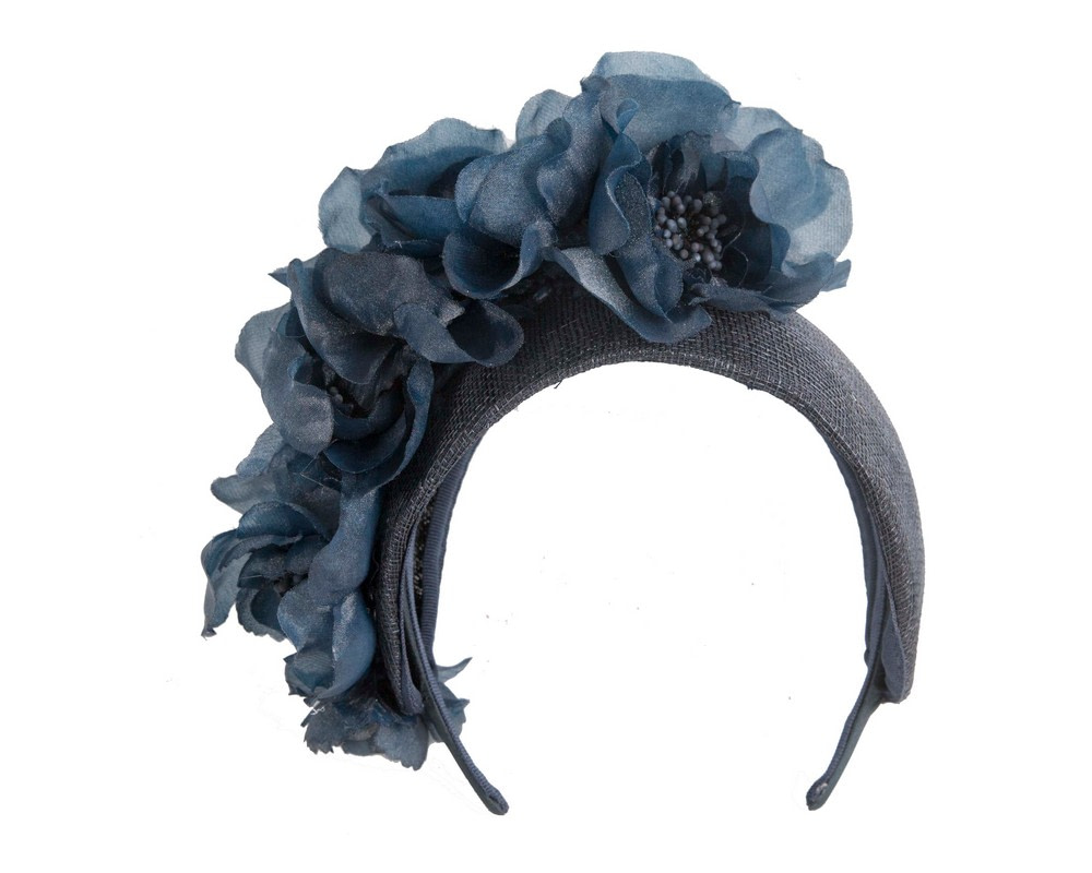 Navy wide flower headband by Fillies Collection - Fascinators.com.au Navy wide flower headband by Fillies Collection - Image 2