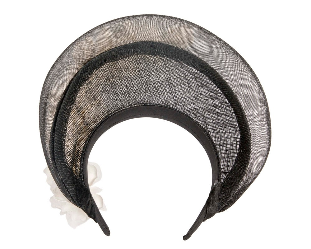 Black & Cream crown fascinator by Fillies Collection - Image 4
