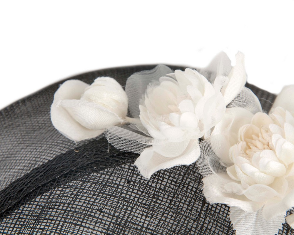 Black & Cream crown fascinator by Fillies Collection - Image 3