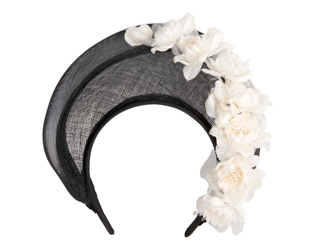 Black & Cream crown fascinator by Fillies Collection - Image 2