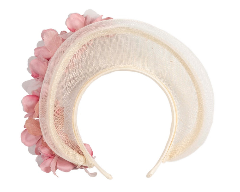 Cream & Pink crown fascinator by Fillies Collection - Fascinators.com.au Cream & Pink crown fascinator by Fillies Collection - Image 4
