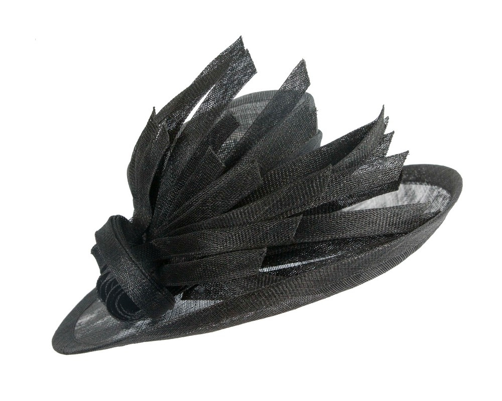 Large black ladies fashion sinamay hat - Image 2