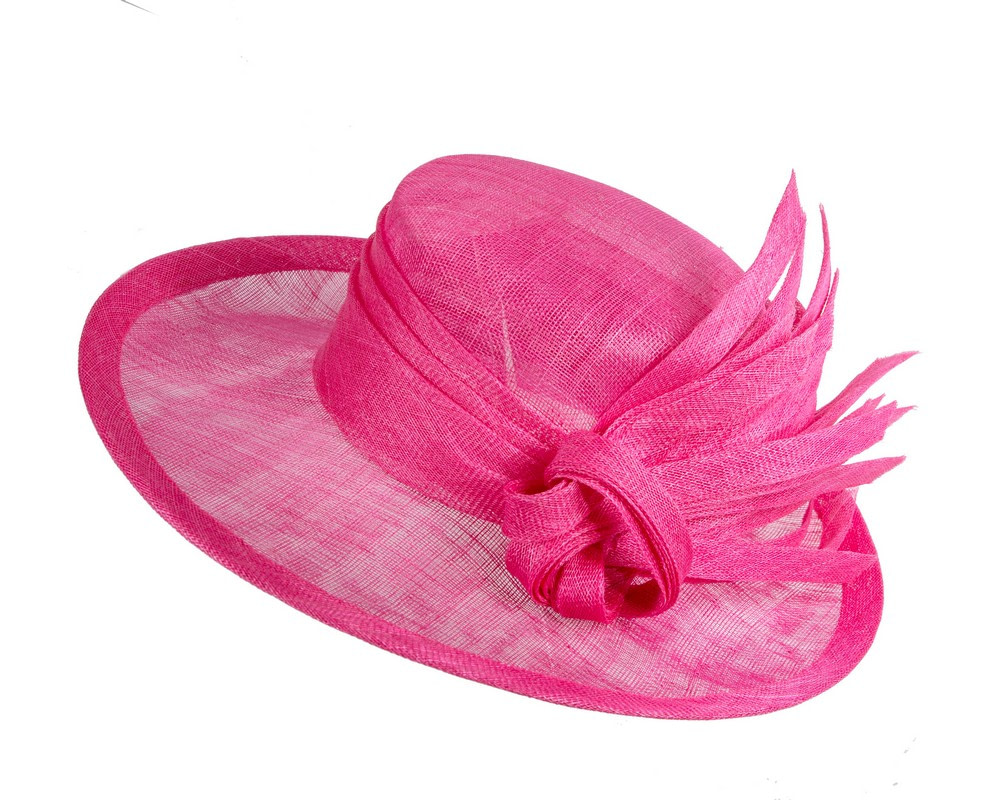 Large fuchsia ladies fashion sinamay hat - Image 3