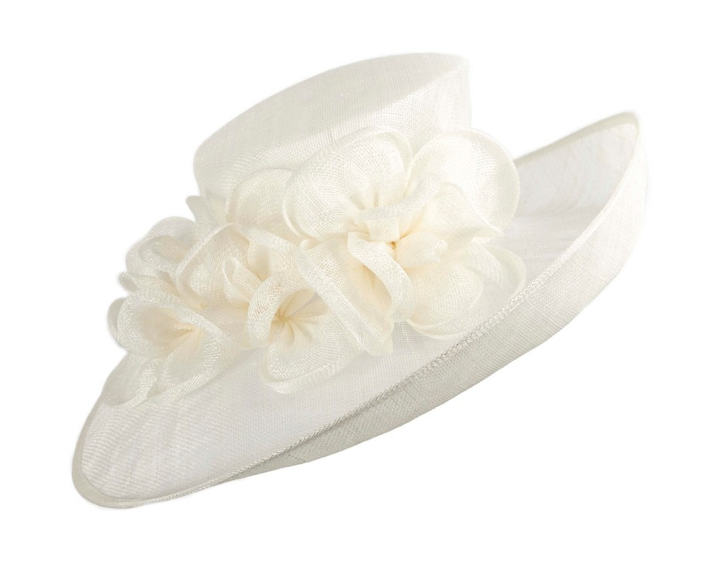 Cream wide brim ladies summer hat - Image 2