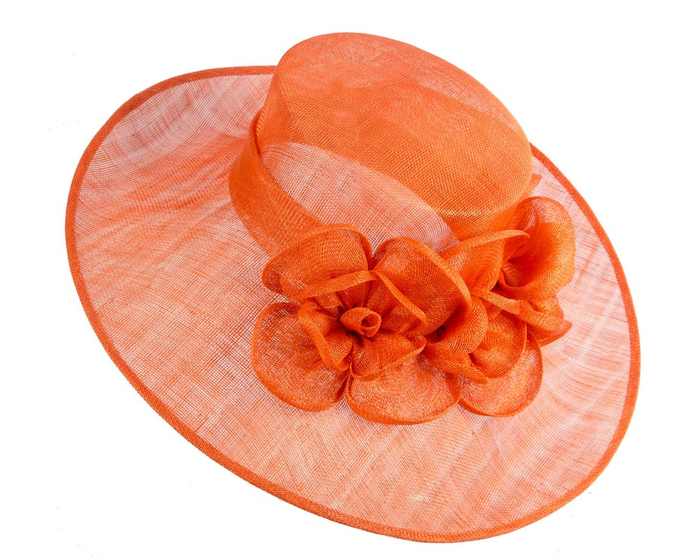 Orange wide brim ladies summer hat - Image 3