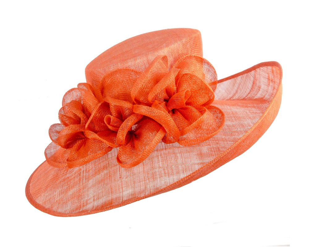 Orange wide brim ladies summer hat - Image 2