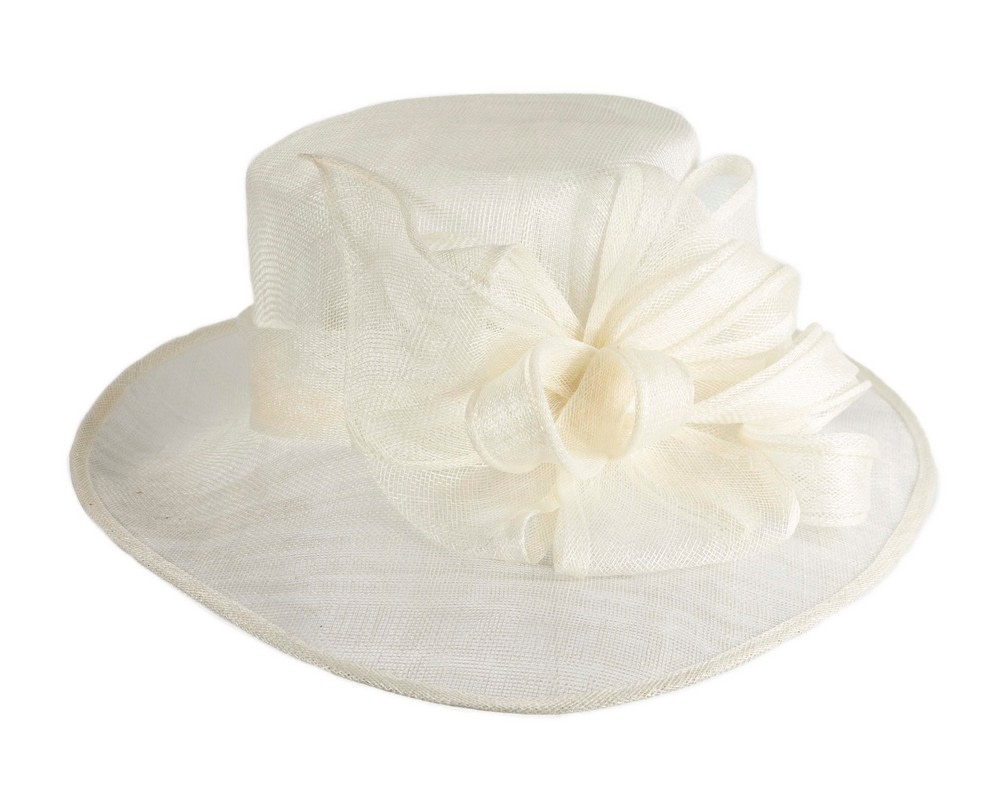 Large cream sinamay fashion hat by Max Alexander - Image 4
