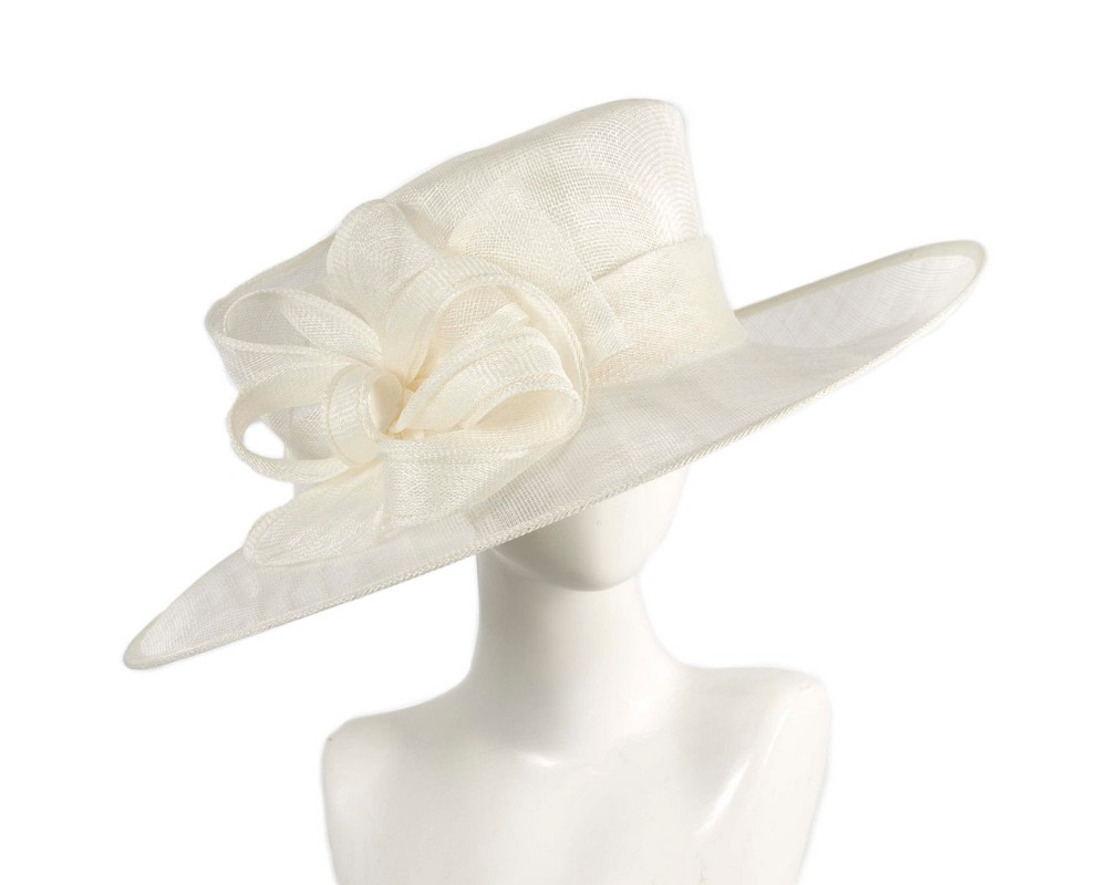 Large cream sinamay fashion hat by Max Alexander