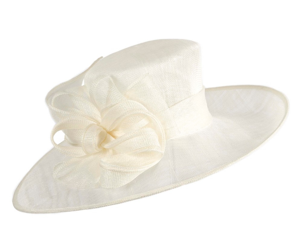 Large cream sinamay fashion hat by Max Alexander - Image 2