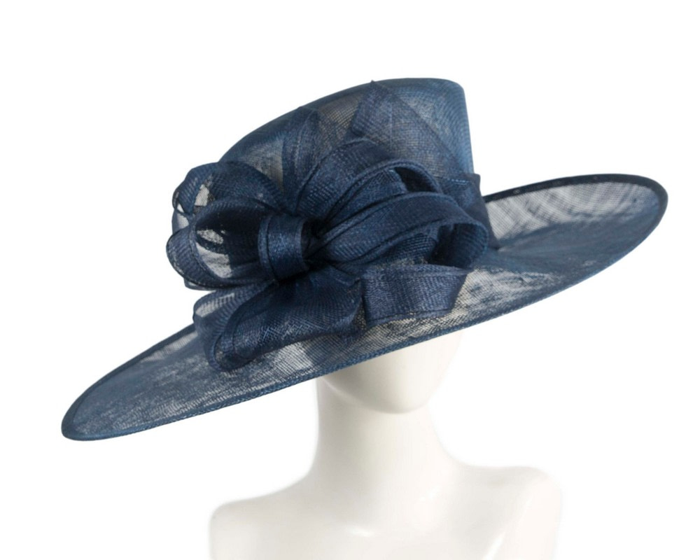 Large navy sinamay fashion hat by Max Alexander