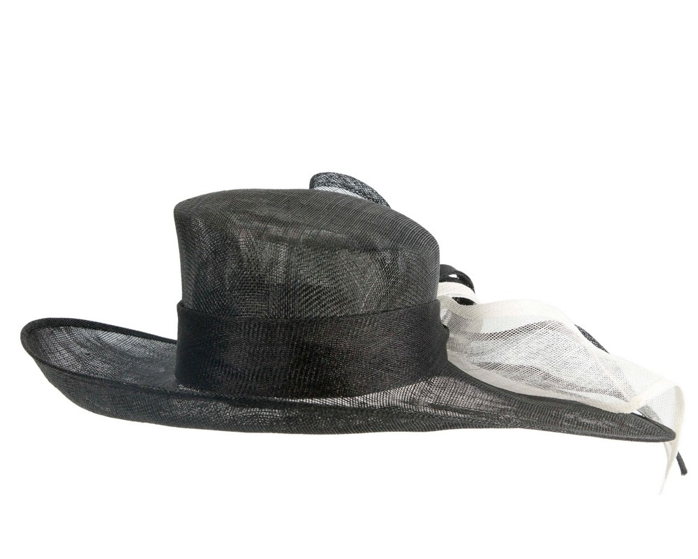 Black & white sinamay hat with large bow by Max Alexander - Fascinators.com.au Black & white sinamay hat with large bow by Max Alexander - Image 6