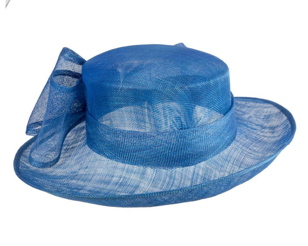 Royal Blue sinamay hat with large bow by Max Alexander - Image 3