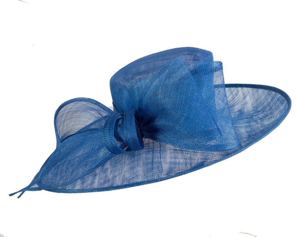Royal Blue sinamay hat with large bow by Max Alexander - Image 2