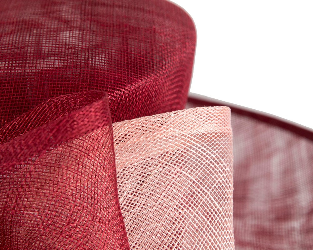 Wine & pink sinamay hat with large bow by Max Alexander - Fascinators.com.au Wine & pink sinamay hat with large bow by Max Alexander - Image 5