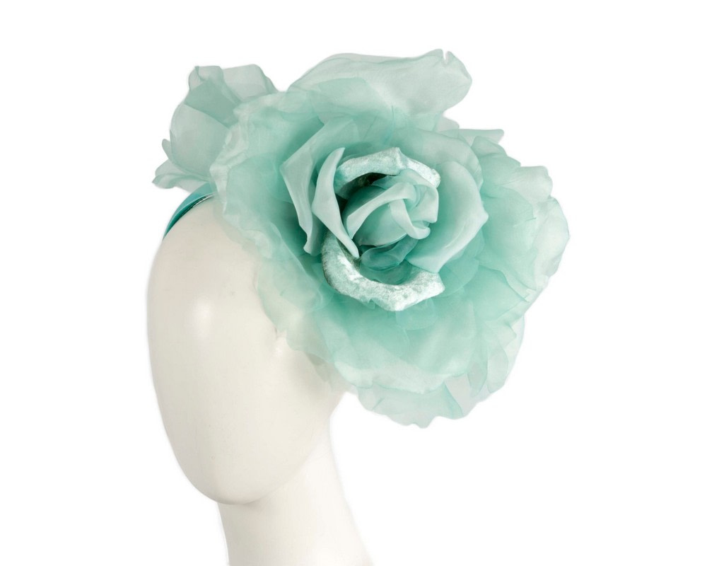 Large aqua silk flower fascinator by Fillies Collection