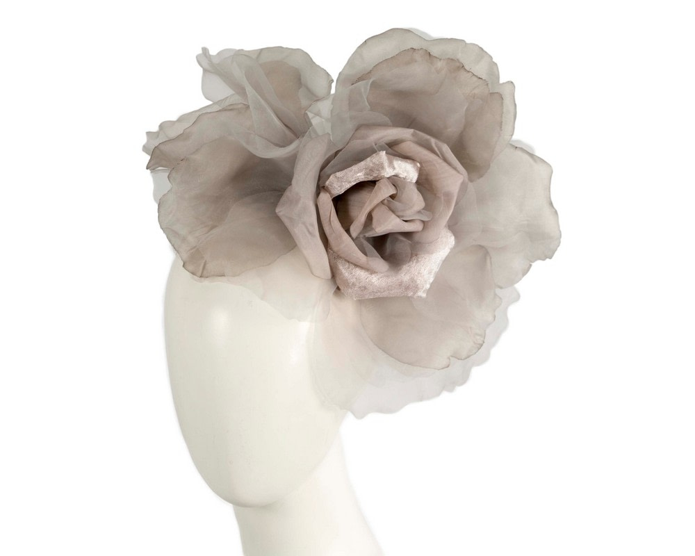Large grey silk flower fascinator by Fillies Collection
