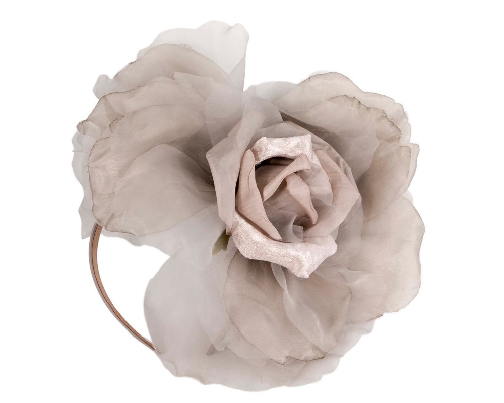 Large grey silk flower fascinator by Fillies Collection - Image 2