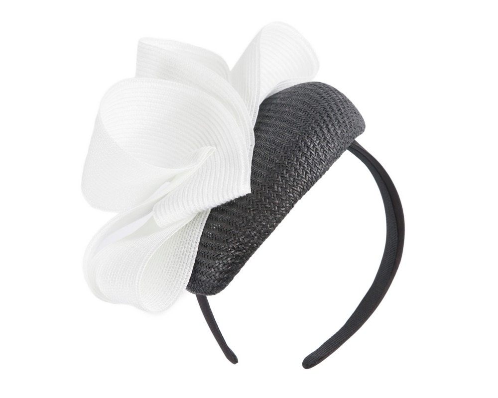 Bespoke black & white pillbox fascinator by Fillies Collection - Image 2