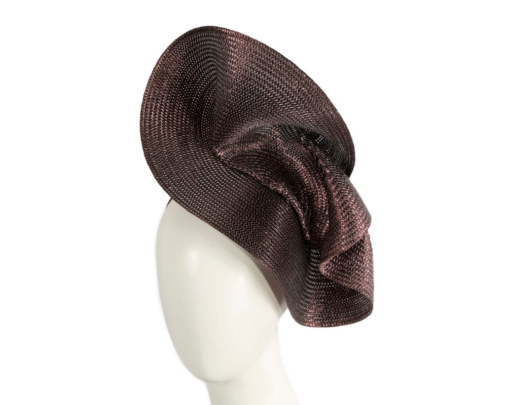 Bespoke shiny chocolate fascinator by Fillies Collection