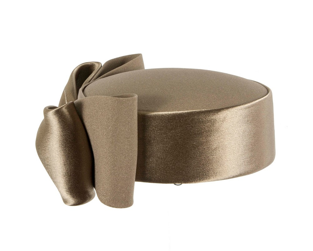 Luxury Sculpted Olive Green Bow Pillbox by Cupids Millinery - Image 5
