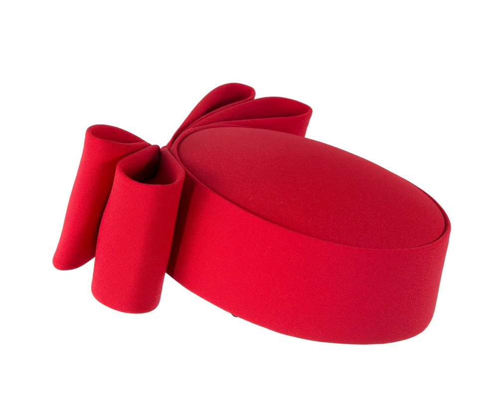 Luxury Sculpted Red Bow Pillbox by Cupids Millinery - Fascinators.com.au Luxury Sculpted Red Bow Pillbox by Cupids Millinery - Image 5