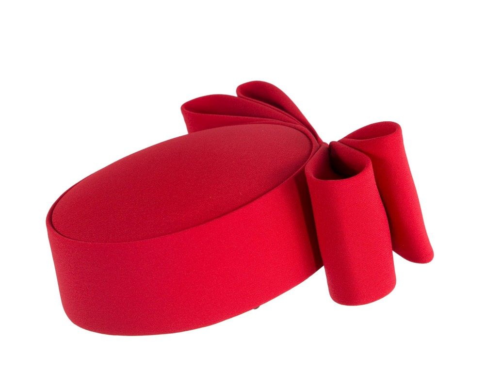 Luxury Sculpted Red Bow Pillbox by Cupids Millinery - Fascinators.com.au Luxury Sculpted Red Bow Pillbox by Cupids Millinery - Image 2