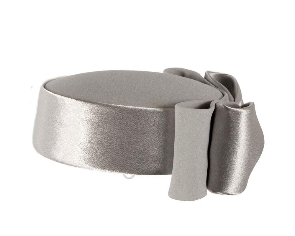 Luxury Sculpted SIlver Bow Pillbox by Cupids Millinery - Fascinators.com.au Luxury Sculpted SIlver Bow Pillbox by Cupids Millinery - Image 3
