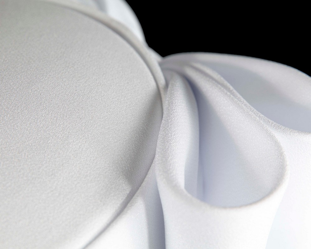 Luxury Sculpted White Bow Pillbox by Cupids Millinery - Fascinators.com.au Luxury Sculpted White Bow Pillbox by Cupids Millinery - Image 6