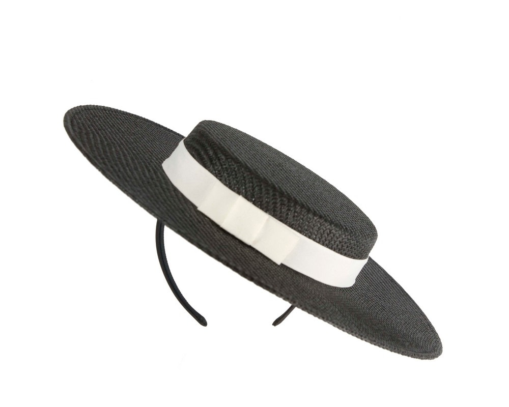 Black & White Max Alexander Boater Hat - Fascinators.com.au Black & White Max Alexander Boater Hat - Image 6
