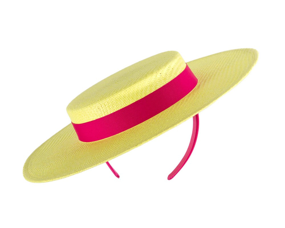 Fluro Yellow & Fuchsia Max Alexander Boater Hat - Image 2