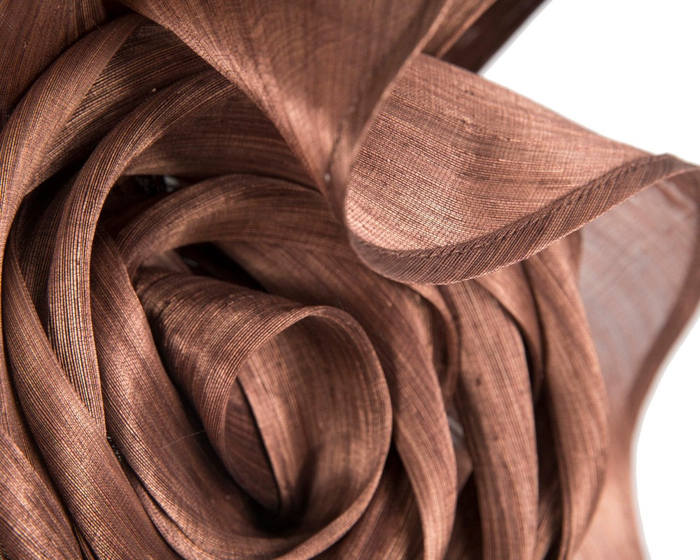 Exclusive coffee silk abaca racing fascinator - Fascinators.com.au Exclusive coffee silk abaca racing fascinator - Image 3