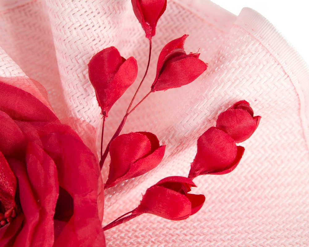 Tall pink & red fascinator with flower by Fillies Collection - Fascinators.com.au Tall pink & red fascinator with flower by Fillies Collection - Image 3