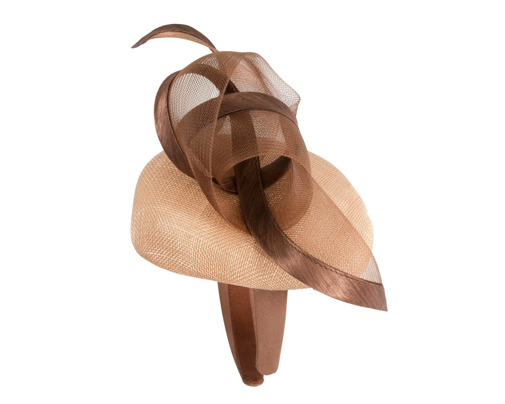 Nude & coffee spring racing fascinator by Fillies Collection - Image 3