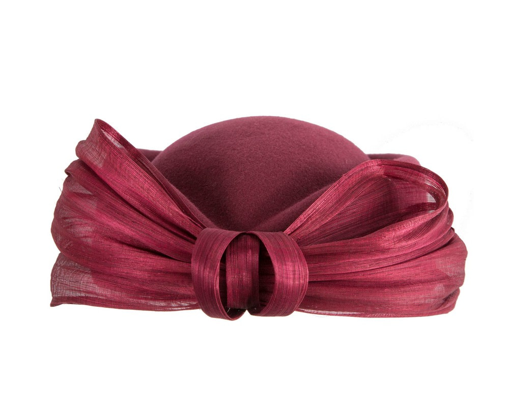 Wine-colored Jackie Onassis felt beret by Fillies Collection - Fascinators.com.au Wine-colored Jackie Onassis felt beret by Fillies Collection - Image 6