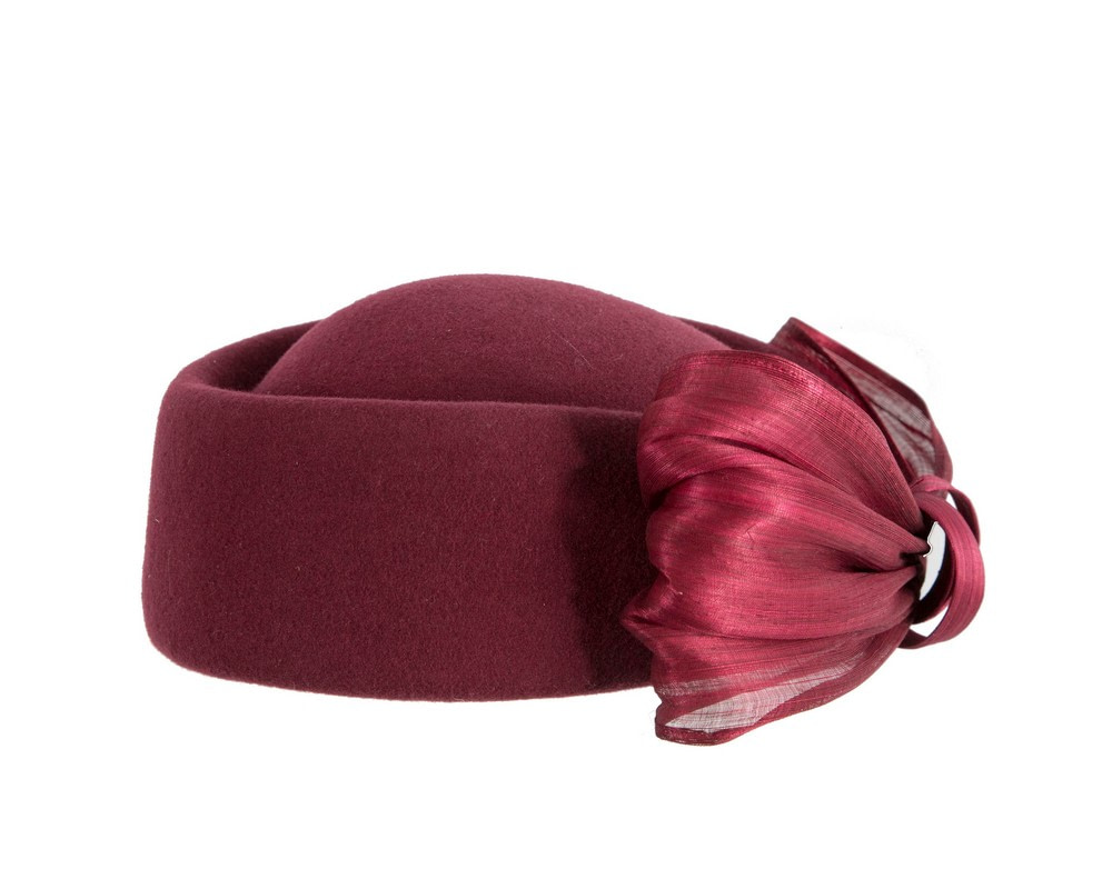 Wine-colored Jackie Onassis felt beret by Fillies Collection - Fascinators.com.au Wine-colored Jackie Onassis felt beret by Fillies Collection - Image 4
