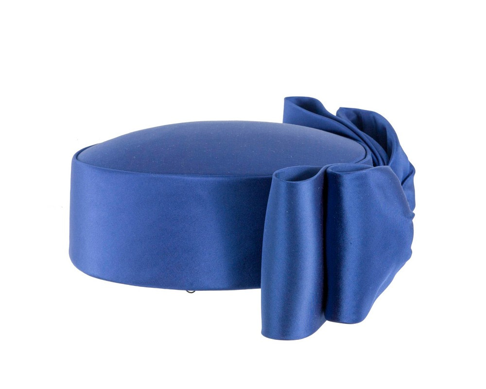 Luxury Sculpted Royal Blue Bow Pillbox by Cupids Millinery - Fascinators.com.au Luxury Sculpted Royal Blue Bow Pillbox by Cupids Millinery - Image 3