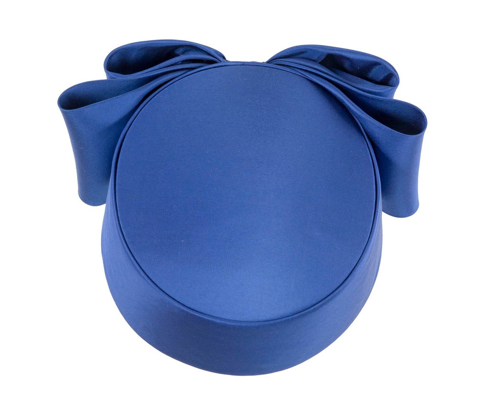 Luxury Sculpted Royal Blue Bow Pillbox by Cupids Millinery - Fascinators.com.au Luxury Sculpted Royal Blue Bow Pillbox by Cupids Millinery - Image 2