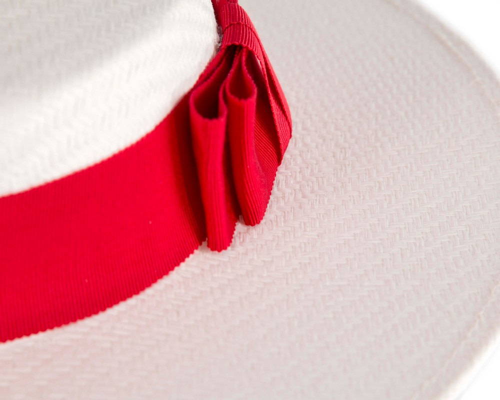 White and red boater hat by Max Alexander - Fascinators.com.au White and red boater hat by Max Alexander - Image 5
