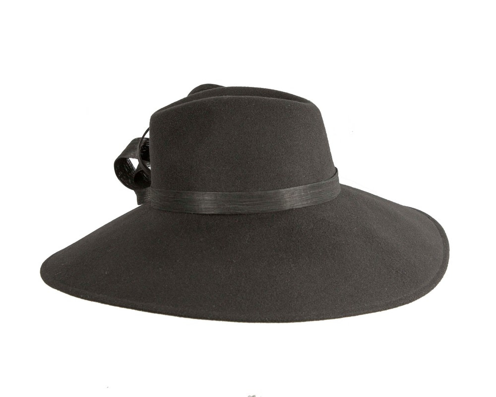 Wide Brim Black Ladies Winter Hat by Fillies Collection - Fascinators.com.au Wide Brim Black Ladies Winter Hat by Fillies Collection - Image 3