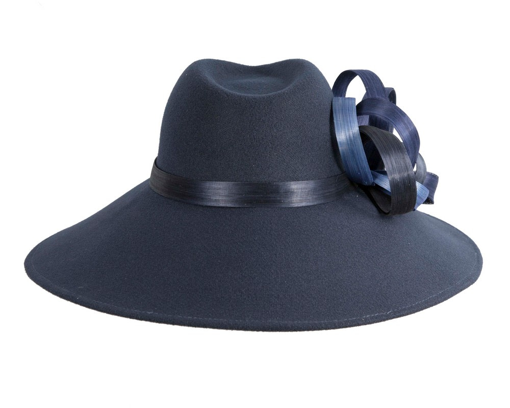 Wide Brim Navy Ladies Winter Hat by Fillies Collection - Fascinators.com.au Wide Brim Navy Ladies Winter Hat by Fillies Collection - Image 6