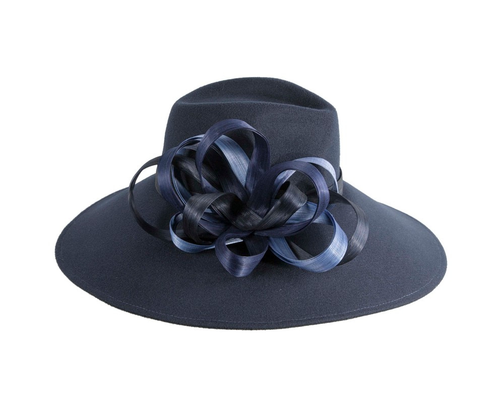 Wide Brim Navy Ladies Winter Hat by Fillies Collection - Fascinators.com.au Wide Brim Navy Ladies Winter Hat by Fillies Collection - Image 4