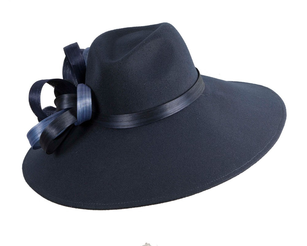 Wide Brim Navy Ladies Winter Hat by Fillies Collection - Fascinators.com.au Wide Brim Navy Ladies Winter Hat by Fillies Collection - Image 2