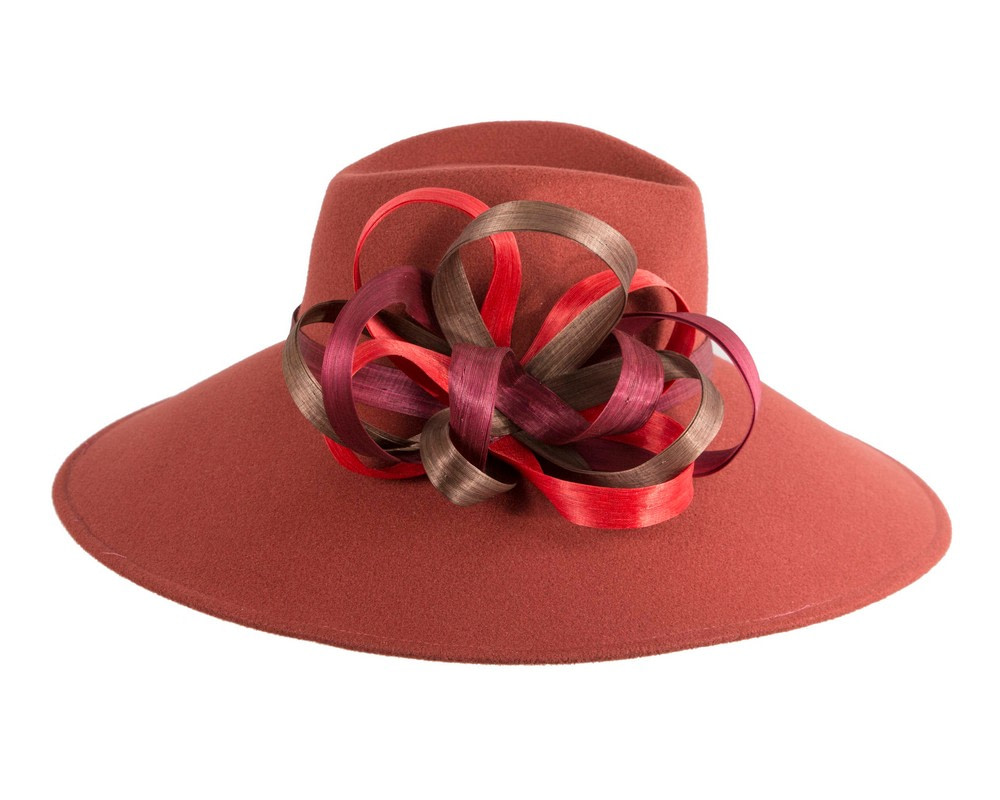 Wide Brim Rust Ladies Winter Hat by Fillies Collection - Fascinators.com.au Wide Brim Rust Ladies Winter Hat by Fillies Collection - Image 4