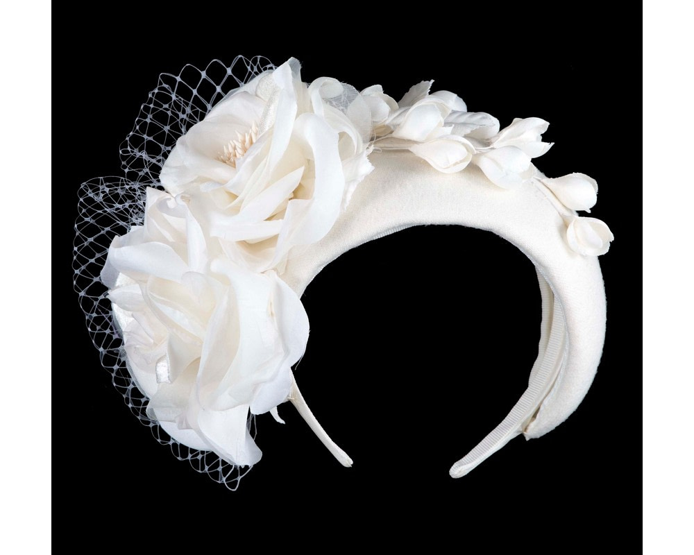 Cream winter racing flower headband by Fillies Collection - Fascinators.com.au Cream winter racing flower headband by Fillies Collection - Image 2