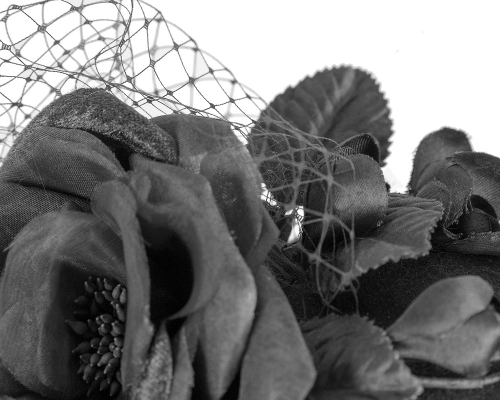 Black winter racing flower headband by Fillies Collection - Fascinators.com.au Black winter racing flower headband by Fillies Collection - Image 3