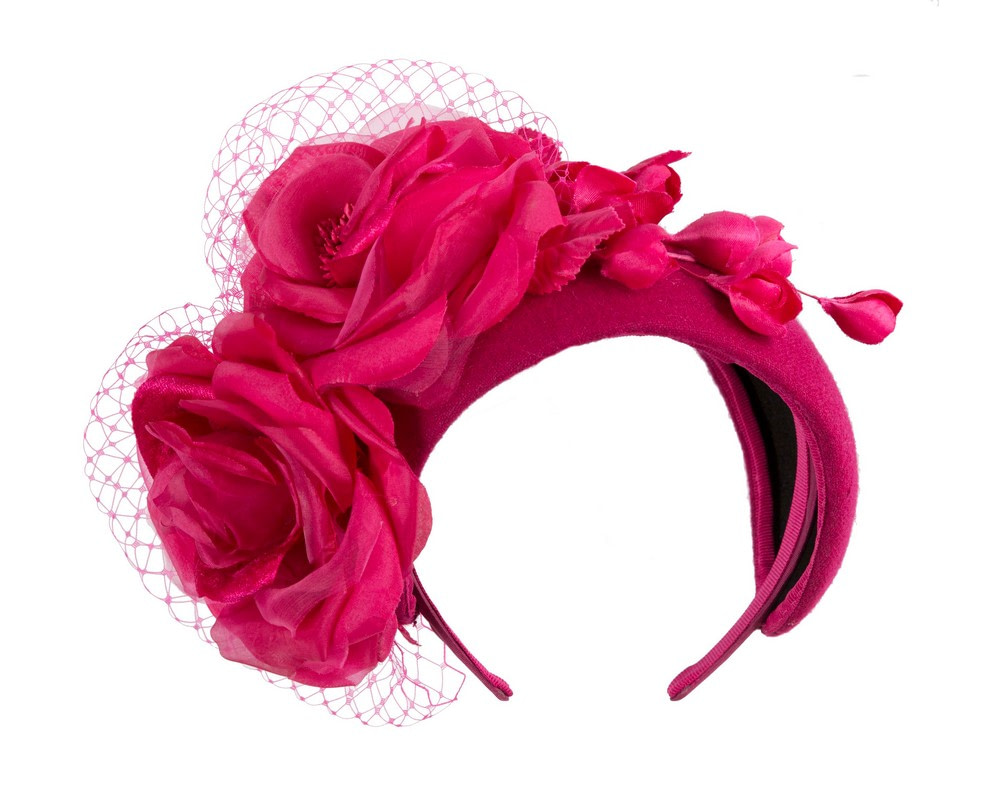 Fuchsia winter racing flower headband by Fillies Collection - Fascinators.com.au Fuchsia winter racing flower headband by Fillies Collection - Image 2